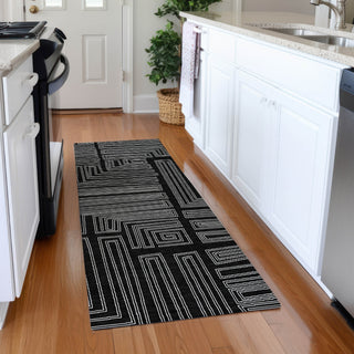 Piper Looms Mayfield Geometric AMF1045 Black Machine Washable Area Rug Runner Lifestyle Image Feature