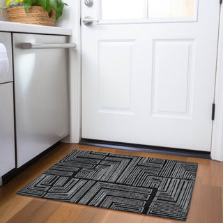 Piper Looms Mayfield Geometric AMF1045 Black Machine Washable Area Rug Scatter Lifestyle Image Feature