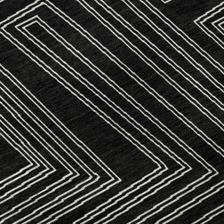 Piper Looms Mayfield Geometric AMF1045 Black Machine Washable Area Rug Swatch Image