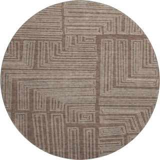 Piper Looms Mayfield Geometric AMF1045 Brown Machine Washable Area Rug Round Main Image