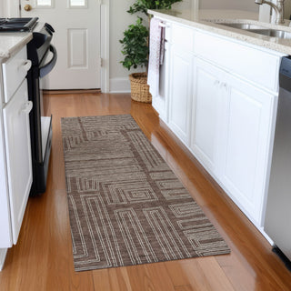 Piper Looms Mayfield Geometric AMF1045 Brown Machine Washable Area Rug Runner Lifestyle Image Feature