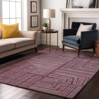 Piper Looms Mayfield Geometric AMF1045 Eggplant Machine Washable Area Rug Lifestyle Image Feature