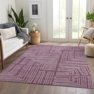 Piper Looms Mayfield Geometric AMF1045 Eggplant Machine Washable Area Rug Lifestyle Image Feature