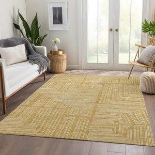 Piper Looms Mayfield Geometric AMF1045 Gold Machine Washable Area Rug Lifestyle Image Feature