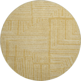 Piper Looms Mayfield Geometric AMF1045 Gold Machine Washable Area Rug Round Main Image