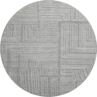 Piper Looms Mayfield Geometric AMF1045 Gray Machine Washable Area Rug Round Main Image