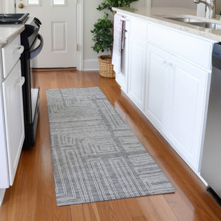 Piper Looms Mayfield Geometric AMF1045 Gray Machine Washable Area Rug Runner Lifestyle Image Feature