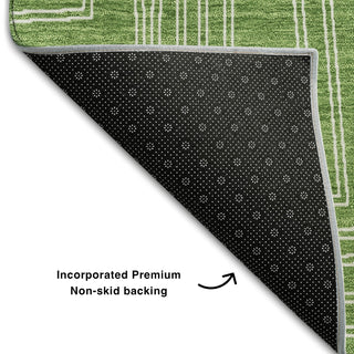 Piper Looms Mayfield Geometric AMF1045 Green Machine Washable Area Rug Backing Image
