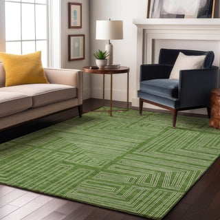 Piper Looms Mayfield Geometric AMF1045 Green Machine Washable Area Rug Lifestyle Image Feature