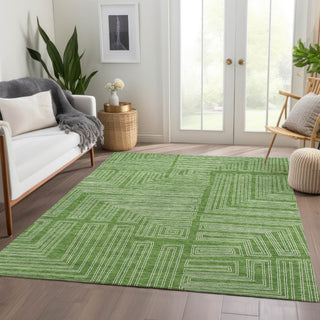 Piper Looms Mayfield Geometric AMF1045 Green Machine Washable Area Rug Lifestyle Image Feature