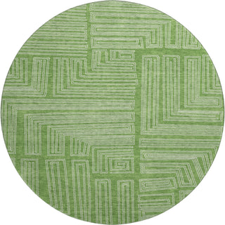 Piper Looms Mayfield Geometric AMF1045 Green Machine Washable Area Rug Round Main Image