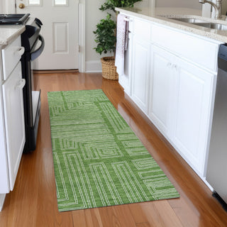 Piper Looms Mayfield Geometric AMF1045 Green Machine Washable Area Rug Runner Lifestyle Image Feature