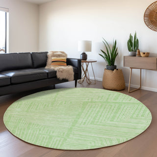 Piper Looms Mayfield Geometric AMF1045 Mint Machine Washable Area Rug Round Lifestyle Image Feature