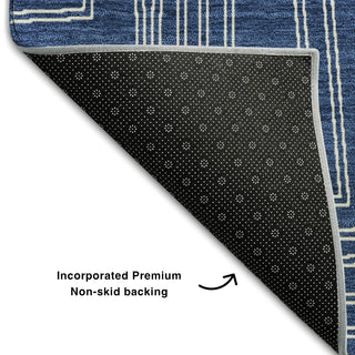 Piper Looms Mayfield Geometric AMF1045 Navy Machine Washable Area Rug Backing Image