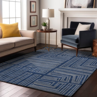 Piper Looms Mayfield Geometric AMF1045 Navy Machine Washable Area Rug Lifestyle Image Feature