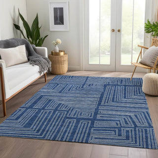 Piper Looms Mayfield Geometric AMF1045 Navy Machine Washable Area Rug Lifestyle Image Feature