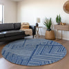Piper Looms Mayfield Geometric AMF1045 Navy Machine Washable Area Rug Round Lifestyle Image Feature