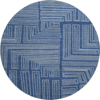 Piper Looms Mayfield Geometric AMF1045 Navy Machine Washable Area Rug Round Main Image