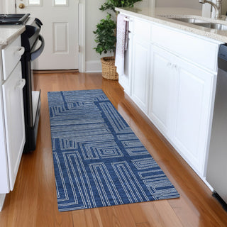 Piper Looms Mayfield Geometric AMF1045 Navy Machine Washable Area Rug Runner Lifestyle Image Feature