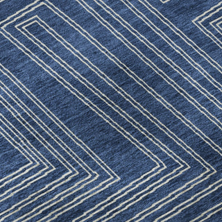 Piper Looms Mayfield Geometric AMF1045 Navy Machine Washable Area Rug Swatch Image