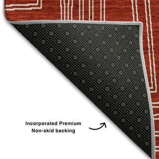 Piper Looms Mayfield Geometric AMF1045 Red Machine Washable Area Rug Backing Image