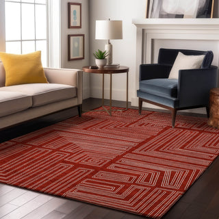 Piper Looms Mayfield Geometric AMF1045 Red Machine Washable Area Rug Lifestyle Image Feature