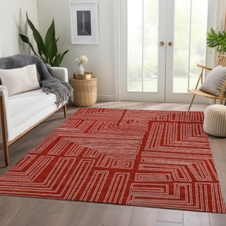 Piper Looms Mayfield Geometric AMF1045 Red Machine Washable Area Rug Lifestyle Image Feature