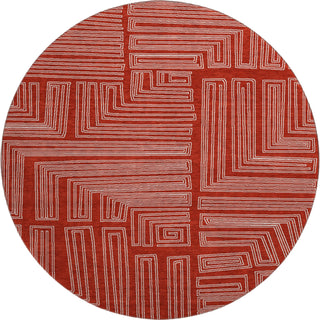Piper Looms Mayfield Geometric AMF1045 Red Machine Washable Area Rug Round Main Image