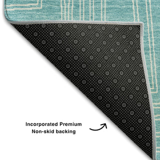 Piper Looms Mayfield Geometric AMF1045 Turquoise Machine Washable Area Rug Backing Image