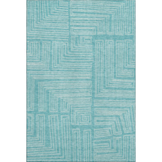 Piper Looms Mayfield Geometric AMF1045 Turquoise Machine Washable Area Rug main image