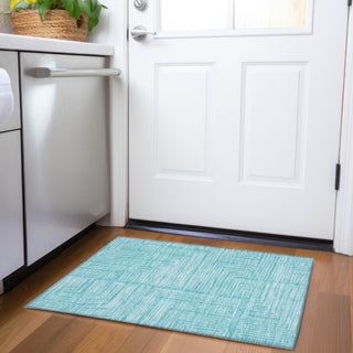 Piper Looms Mayfield Geometric AMF1045 Turquoise Machine Washable Area Rug Scatter Lifestyle Image Feature