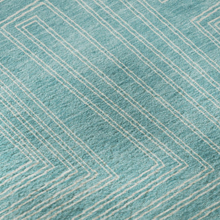Piper Looms Mayfield Geometric AMF1045 Turquoise Machine Washable Area Rug Swatch Image