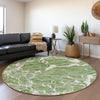 Piper Looms Mayfield Stripes AMF1046 Aloe Machine Washable Area Rug Round Lifestyle Image Feature