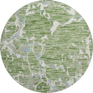 Piper Looms Mayfield Stripes AMF1046 Aloe Machine Washable Area Rug Round Main Image