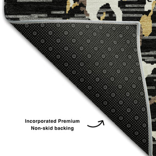Piper Looms Mayfield Stripes AMF1046 Black Machine Washable Area Rug Backing Image