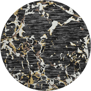 Piper Looms Mayfield Stripes AMF1046 Black Machine Washable Area Rug Round Main Image