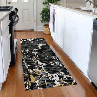 Piper Looms Mayfield Stripes AMF1046 Black Machine Washable Area Rug Runner Lifestyle Image Feature