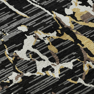 Piper Looms Mayfield Stripes AMF1046 Black Machine Washable Area Rug Swatch Image