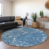 Piper Looms Mayfield Stripes AMF1046 Blue Machine Washable Area Rug Round Lifestyle Image Feature