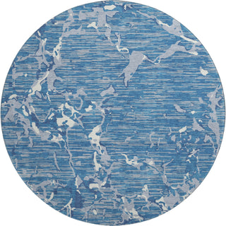 Piper Looms Mayfield Stripes AMF1046 Blue Machine Washable Area Rug Round Main Image