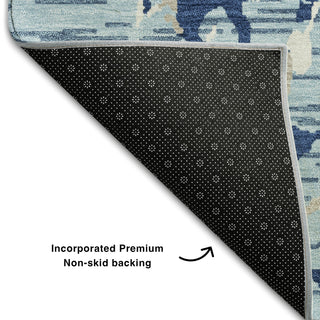 Piper Looms Mayfield Stripes AMF1046 Denim Machine Washable Area Rug Backing Image