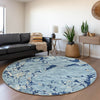 Piper Looms Mayfield Stripes AMF1046 Denim Machine Washable Area Rug Round Lifestyle Image Feature