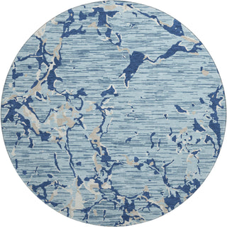 Piper Looms Mayfield Stripes AMF1046 Denim Machine Washable Area Rug Round Main Image
