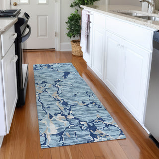 Piper Looms Mayfield Stripes AMF1046 Denim Machine Washable Area Rug Runner Lifestyle Image Feature