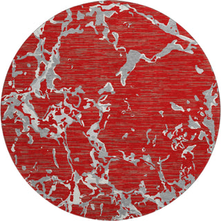 Piper Looms Mayfield Stripes AMF1046 Red Machine Washable Area Rug Round Main Image