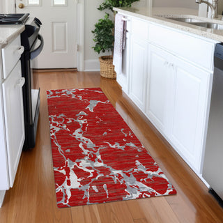 Piper Looms Mayfield Stripes AMF1046 Red Machine Washable Area Rug Runner Lifestyle Image Feature
