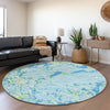 Piper Looms Mayfield Stripes AMF1046 Sky Machine Washable Area Rug Round Lifestyle Image Feature