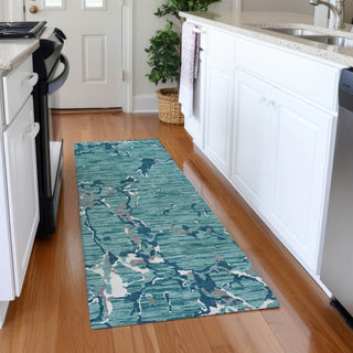 Piper Looms Mayfield Stripes AMF1046 Teal Machine Washable Area Rug Runner Lifestyle Image Feature