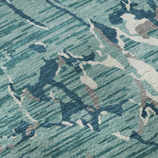 Piper Looms Mayfield Stripes AMF1046 Teal Machine Washable Area Rug Swatch Image