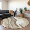 Piper Looms Mayfield Waves AMF1047 Beige Machine Washable Area Rug Round Lifestyle Image Feature